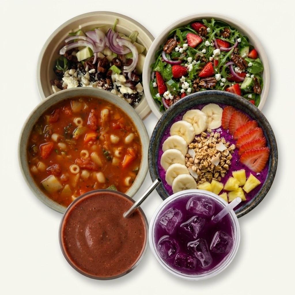 Fresh soups, salads, and smoothies